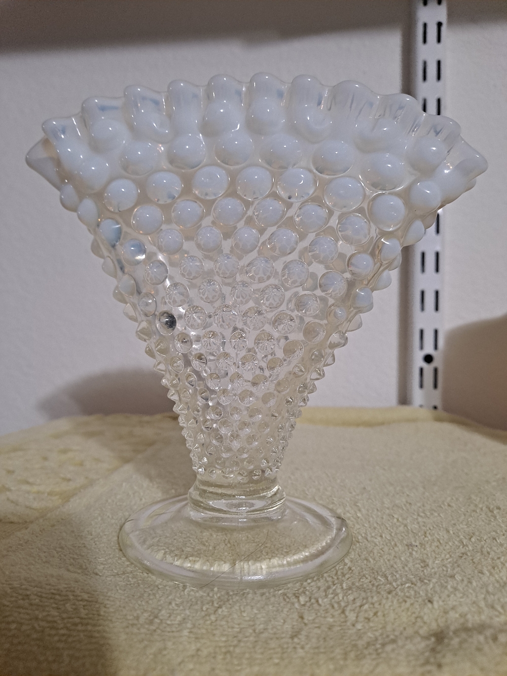 Hobnail Milk Glass Fan Vase - Moonstone